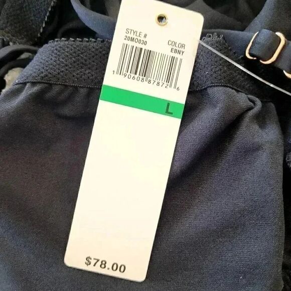 Anne Cole Women's Ebony Black Ruffled Low Cut One Piece Swimsuit NEW - Picture 8 of 10